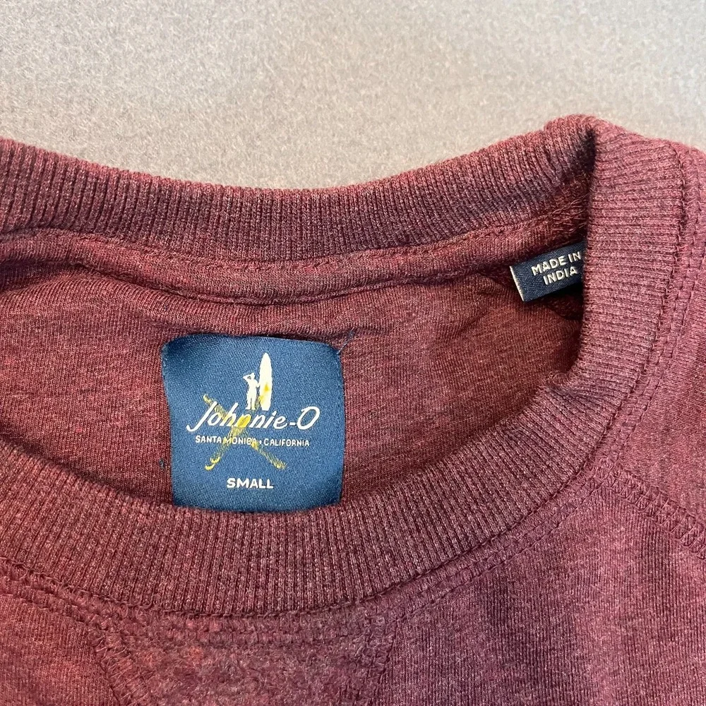 Johnnie-O Freeman Fleece Crewneck Sweatshirt Mens Sm‎ Pullover Maroon Modal Golf